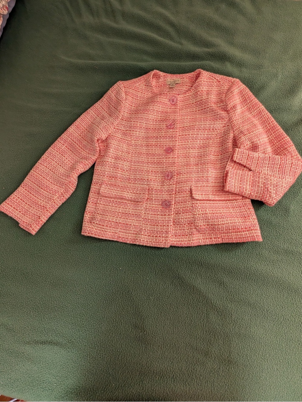 Women’s Pink Tweed Jacket - Classic Button Front